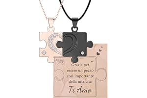 CheersLife Collana Puzzle Anima Gemella, Regalo Romantico per Coppia Lui Lei Fidanzato Fidanzata, 2 Collane di Amore Corrispondenti, Regalo per San Valentino, Anniversario Natale Fidanzamento