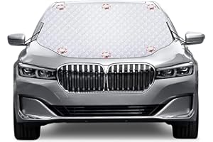 Karvipark Frontscheibenabdeckung Winter, Windschutzscheibe Abdeckung Sommer/Winter, Sonnenschutz für Auto mit Magneten für Windschutzscheibe gegen Sonne, Frost, Schnee, EIS(145×116cm)