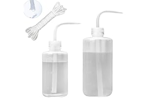 ORIMERC Watering Bottle 250ML & 500ML with 15 feet Self Watering Wick Cord for Indoor Plants Succulent Cactus Plastic Squeeze Water Can Long Nozzle Waterer Bonsai Terrarium Orchids Seedling Lab Wash