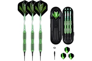 SANFENG Dartpfeile mit Kunststoffspitze 18 / 20 Gramm, 3 Stück Profi Softdarts mit Brass Barrel für Elektronische Dartscheibe, 6 Aluminum Shafts Flights 50 Anti-Lose Gummiringe 50 Spitzen, Lila Blau Grün