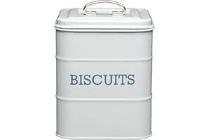 KitchenCraft Living Nostalgia Contenitore per Biscotti Stile Vintage, Coperchio con Maniglia, Acciaio, 14.5 x 19 cm (6" x 7.5"), Grigio