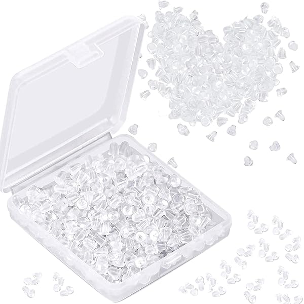 500 Ferma Orecchini In Silicone Trasparente - Chiusure Anti-Allergiche Con Scatola Portatile - Foto 8