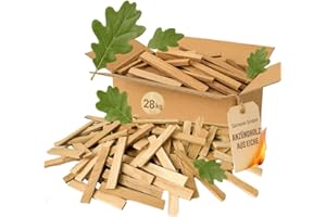 Samore Premium Anzündholz 28 kg Anfeuerholz Anmachholz Brennholz aus Eichenholz, Bio Kaminholz Ofenholz Smoker Grill BBQ trocken ofenfertig, getrocknet und unbehandelter Grillanzünder