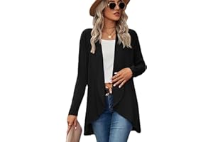 Famulily Cardigans for Women UK, Long Sleeve Open Front Cardigans Casual Solid Color Waterfall Cardigans Size 8-16