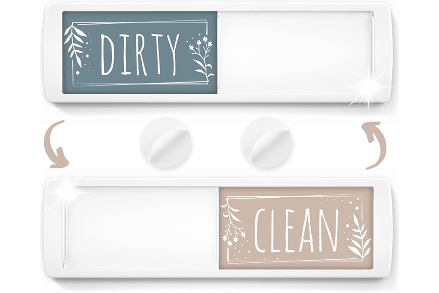 Clean Dirty Dishwasher Sign Magnet - Dishwasher In Use - Ideal Dishwasher Magnet Clean Dirty Sign for Home or Office - Nice Decor - Strong Adhesives Included for Non-Magnetic Surface