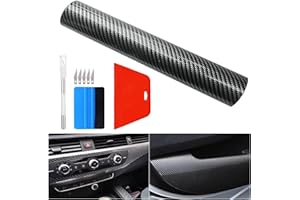 TRIVDPRO 6D High Glossy Carbon Fiber Vinyl Wrap 30 * 300CM Self-adhesive Bubble-free Waterproof Wrap Roll Contain Installation Tool Set for Car Interior, DIY Motorcycles and Laptop