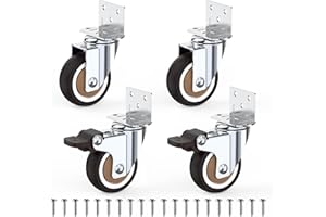 HOLKIE 50mm ruedas para muebles pesados con forma de L con 2 freno,360°ruote giratorias,ruedas pequeñas para muebles carga de 115Kg,ideal ruote in gomma para cuna de bebe,Zapateros,Set de 4
