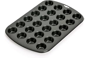 Prochef Teflon Non-Stick Premium Coated 24 Mini Cup Muffin Tray, Length 38cm x Width 26cm, Black