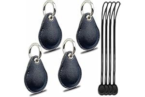 THINGSBAG AirTag Funda Llavero, 4 Piezas Air Tag Titular Protectora Carcasa Compatible con Apple Item Finder, PU Cuero Oculto iTag GPS Localizador Cubierta Protector Soporte Organizador Mosqueton Accesorios