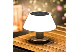 Boadw Lampada da tavolo solare LED Dimmable all'aperto, carica solare e USB 2 in 1 lampada da tavolo solare all'aperto, interno per tavolo giardino campeggio Camera da letto