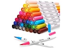 Eglyenlky 36 Kolorowe markery do kolorowania dla dorosłych, filcowe markery, pisaki pędzelkowe z podwójną końcówką z pędzlem i cienką końcówką, dla dorosłych, nastolatków