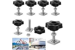 KIGNIOTE 6 Stück Nutsteine M8 Dachträger Relingträger T-Nut Adapter Nutensteine 20x20mm (M8 x 35mm) mit Sterngriffmutter und Unterlegscheiben, Dachbox Nutensteine für Dachträger Relingträger Dachfahrradträger