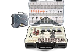 Enventor Kit de 361 Accesorios para Herramientas Rotativas, 4 Pinzas, para Cortar, Lijado, Amolar, Pulir, Limpiar, Taladrar y Grabado, Compatible con Mayoría de Marcas, con Estuche