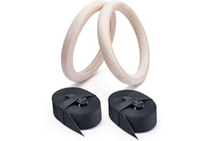 Lnopever Anelli da Ginnastica in Legno, Anelli Calisthenics,Anelli Palestra con Cinghie e Borsa,Anelli da Ginnastica Legno,Allenamento per Palestra di Casa & Fitness,Spessore 28 mm, Cinghie Regolabili