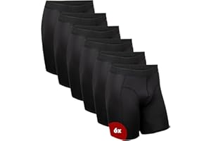 DANISH ENDURANCE Mens Boxers, Anti Chafing Underwear, Long Leg or Regular, Sports Underwear Men, Moisture Wicking, Breathable Running Boxers, 6 Pack