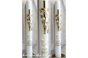 KERZENZAUBER-LUSINE Taufkerze Kommunionkerze Junge Mädchen T-77 500/40 mm inkl. Beschriftung