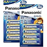 Panasonic Evolta AA Alkaline 1.5V Battery, 20 Times Longer Lasting Than Standard zinc Carbon Batteries,Anti-Leak Seal,Protect