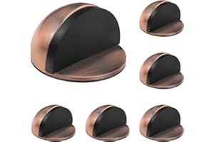 Owelth Lot de 6 Arrêts de Portes, Butées de Porte Adhesive en Acier Inoxydable, Bloque Porte Sol avec Pare-Chocs en Caoutchouc, Arret de Porte Sol Protection de Portes et Murs (Bronze)