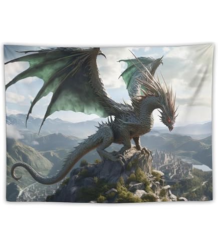 Ine Ive Fantasy-Drachen-Wandteppich – 203 X 152 Cm, Buntglas-Design, Aus Flanell, Für Schlafzimmer, Wohnheim, Wanddekoration