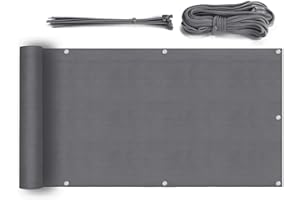 Sekey Brise-Vue pour Balcon Couverture de confidentialité Écran Jardin HDPE Légèrement Transparent Vent Protection UV 75 x 600cm, avec Oeillets, Attaches de câble et Cordons, Anthracite