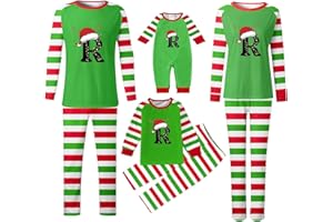 MJIQING Weihnachts Pyjama Family Set A-Z Letter Schlafanzug Damen Herren Kinder Baby Weihnachtspyjama Jungen Mädchen Familien Matching Pyjamas Pärchen Weihnachten Bedruckte Nachtwäsche Weihnachtsoutfit