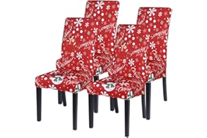 SearchI Fundas de Sillas Navidad,6 PCS Fundas para Sillas Comedor Elásticas,Fácil de Instalar y Limpiar,Cubiertas Protecora de Sillas para Salón Cocina Hotel Restaurante Hogar Decor,Navidad3#