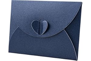 UTILIZENMALL 20 Pack Mini Gift Card Envelopes with Heart Clasp - 10.5 x 7cm (A7 Size) - Perfect for Love Letters, Wedding Invitations, Greeting Cards & Party Favours -Blue