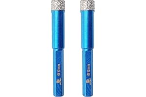 BRSCHNITT Dry Diamond Drill Bit Set - 2pcs 12mm Hole Saw Core for Porcelain Tile, Ceramic, Stone, Granite, Marble - Hex Shank Drilling Core Bit Kit