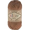 Alize Bella Plain Cotton Knitting Yarn, 50 g, Colour: 466 Camel