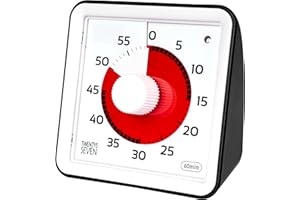 TWENTY5 SEVEN 8cm Silent Countdown Timer, 60 Minute 1 Hour Visual Timer, Flashing-Light and Alarm Mode, Office Meeting Classroom Teaching Tool, Countdown Clock for Kids Exam Time Management - Black