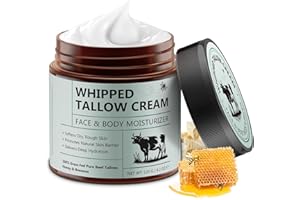 HUALIJIA Beef Tallow Creme, Bio Beef Tallow Skincare, Grassgefüttert Rindertalg Creme mit Honig Bienenwachs - Tief Feuchtigkeitsspendend für Gesicht und Körper, Schnelle Absorption, Nicht Parfümiert, 120g