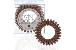 invisibobble POWER Hair Ties, Pretzel Brown, 3 Pack - Extra Strong Grip, Waterproof, Traceless - Perfect for Sports, Suitable for All Hair Types