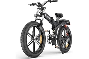 ENGWE X26 E Bike Klapprad Elektrofahrrad mit 26" x 4.0 Fat-Reifen Dualer herausnehmbarer Akku 48V 19.2AH/10AH Reichweite 150km, 3 Federungen - Shimano 8 Gang All Terrain Elektrofahrrad