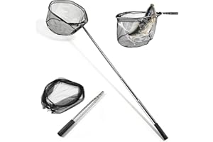 wiipara Kescher Angeln Teleskop Teichkescher, Fischernetz Klappbar Kompakt Angel Kescher Teich Karpfenkescher, Outdoor Angelzubehör Angelnkescher