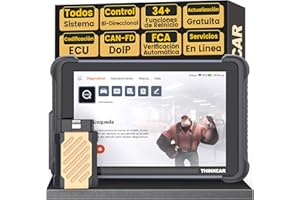 THINKCAR OBD2 Diagnosis, ThinkScan 689BT Diagnosis Coche Multimarca de Todos Sistema Y 34+ Funciones de Reinicio, Diagnosis Coche con Control Bi-Direccional/Prueba Activa-Actualizaciones Gratuitas de por Vida