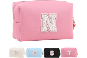 Tolmaiertu Trousse de Maquillage Personnalisée avec Initiales pour Femme, Trousse de Maquillage de Voyage, Trousse de Toilette, Cadeau d'anniversaire de Noël pour Femmes et Filles