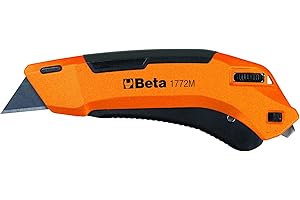 Beta - 1772M Cutter a lama retrattile di sicurezza fornito con 4 lame, profondità di taglio regolabile 0-25 mm e Lama con rientro automatico a molla, 017720040
