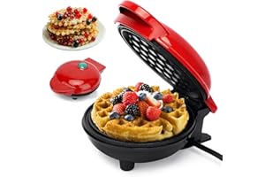 Gohytal Gaufrier Mini, 350W Mini Gaufrier Rond Electrique, Machine à Petit Gaufrier avec Revêtement Anti-Adhésif,Gaufrier pour Gaufres, Rétro Waffle Maker pour Fêtes de Famille Anniversaires D'enfants