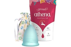 ATHENA CUP Coupe Menstruelle Athena - Garantie Sans Fuites Ou Démangeaisons - Silicone Très Douce Et à Peine Perceptible - Taille 1, Bleu Transparent