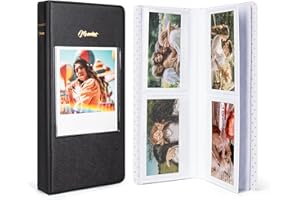 HIYQIN Album photo pour film Instax Wide 3,5 x 4,25, 64 pochettes avec fenêtre pour Fujifilm Instax Wide 400/300/210/200/Polaroid 600 i-Type – Noir