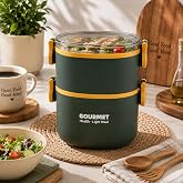 2 Katlı Yemek Termosu, Sızdırmaz Beslenme Kabı, B&ouml;lmeli Yemek Saklama Kabı, Mavi Taşınabilir Lunch Box, Yuvarlak
