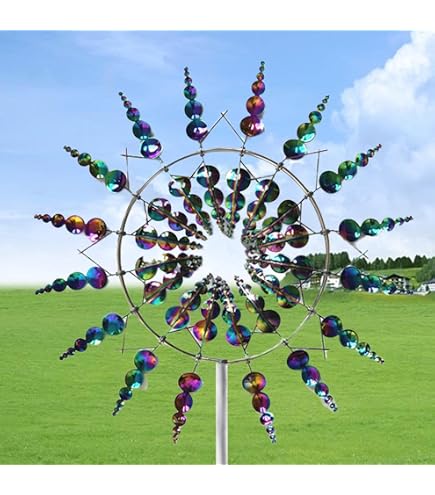 Windspinner Aus Metall – Windmühle Für Garten, Terrasse Oder Rasen, 4-blättrig