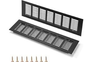 NIBOKEN Rejilla de Ventilación, Aleación de Aluminio Negro Metalica Rectangular de 300 x 80mm con Tornillos para Armario Estufa Zapatos Gabinete Fregadero Cocina Baño (2 Piezas/Negra)