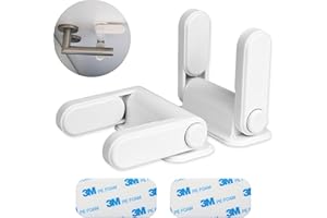 YOUR DAY MATE Blokada klamki do przyklejenia, dla dzieci i zwierząt domowych, 2 szt., wielokrotnego użytku, z systemem 2 przycisków, blokada zabezpieczająca przed dziećmi do okien, ochrona klamki drzwi