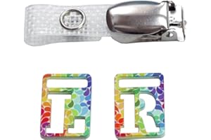 ROLSELEY Radiography - Marcatori radiopachi L e R per radiografo, motivo arcobaleno a goccia multicolore a raggi X, con clip per cinturino in metallo