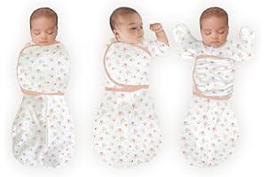 SwaddleDesigns 6-Way Omni Swaddle Sack, Baby Swaddle Blanket 0-3 Months with Arms Up Sleeves & Adjustable Wrap, Newborn Sleep Sack for Safer Sleep, Watercolor Peachy Pink Floral