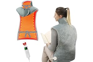 ITSHINY Termoforo Elettrico per Schiena, Termoforo Cervicale e Spalle con 6 Livelli di Riscaldamento, Timer di Spegnimento Automatico, Tensione Muscolare, Lavabile in Lavatrice, 60x108 cm