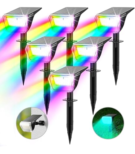 Linkind Lamp op zonne-energie voor buiten, RGB, kleurrijke lamp met 10