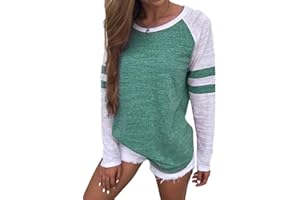 Famulily Women's Long Sleeve Baseball Tee Shirt Crew Neck Striped Tops