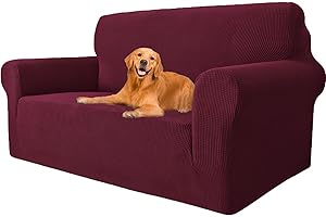 ‎YSTELLAA YSTELLAA Stretch Sofa überzug 2 Sitzer, Super Elastisch Sofabezug Mit Armlehnen Waschbarer, kratzfester rutschfest Sofa Cover für Hunde Katzen und Haustiere(Bordeaux, Sofa Breite 145cm-178cm)